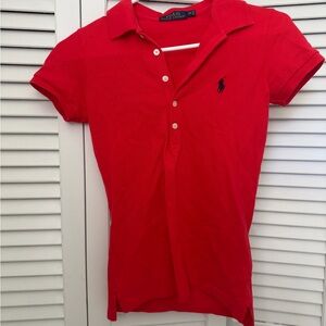 Ralph Lauren Red Short Sleeve Polo Shirt with Embroidered Logo
